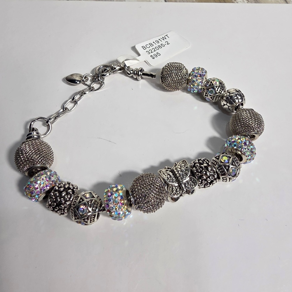 Bon Voyage Silver Tone Butterfly Crystal Charm Bracelet BCB191WT NIB - Picture 4 of 8